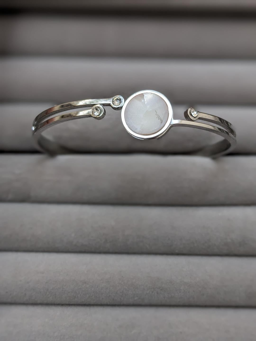 1 Pc Silver Plated Rhinestone Kara Bangle