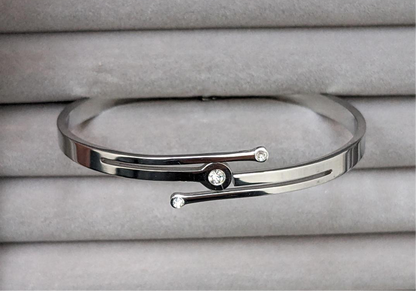 1 Pc Silver Plated Rhinestone Kara Bangle
