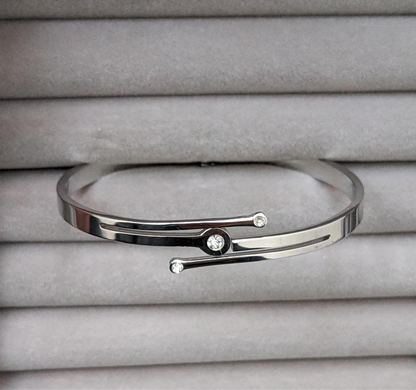 1 Pc Silver Plated Rhinestone Kara Bangle