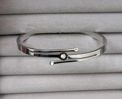 1 Pc Silver Plated Rhinestone Kara Bangle