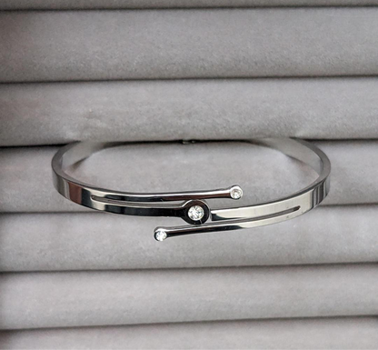 1 Pc Silver Plated Rhinestone Kara Bangle