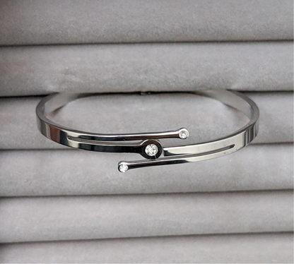 1 Pc Silver Plated Rhinestone Kara Bangle