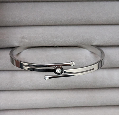 1 Pc Silver Plated Rhinestone Kara Bangle