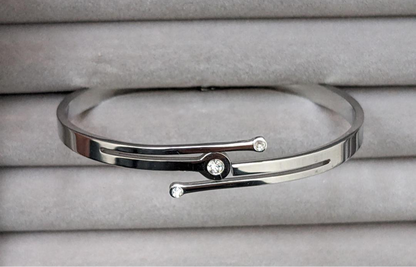 1 Pc Silver Plated Rhinestone Kara Bangle