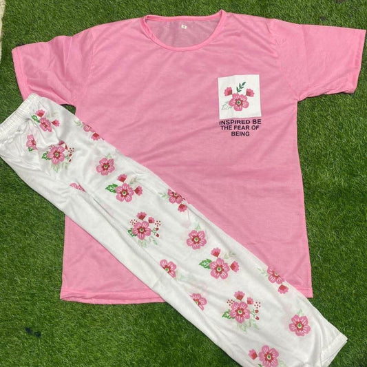 2 Pcs Women's Stitched Cotton Jersey Printed Night Suit