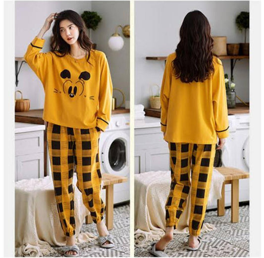 2 Pcs Women's Stitched Cotton Jersey Printed Night Suit