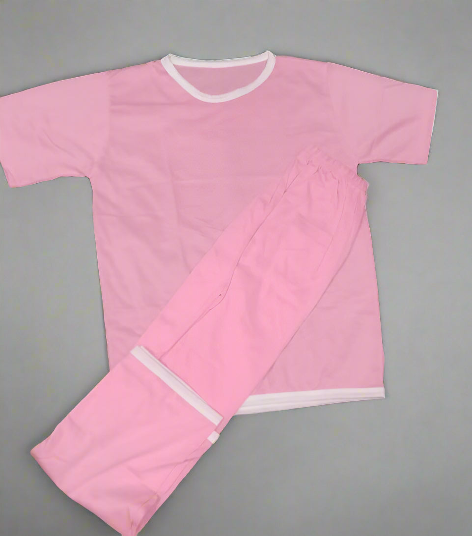 Comfortable Cotton Jersey Night Suit - 2 Pcs Set in Pink