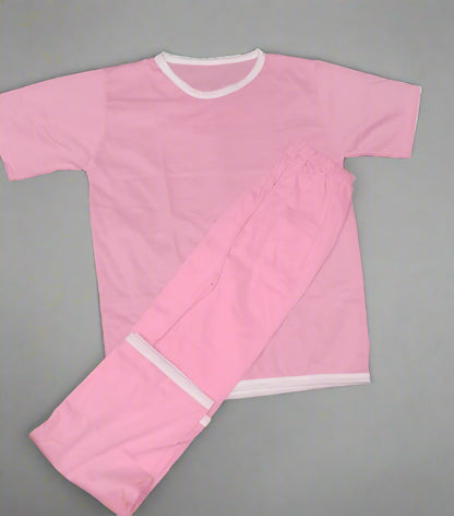 Comfortable Cotton Jersey Night Suit - 2 Pcs Set in Pink