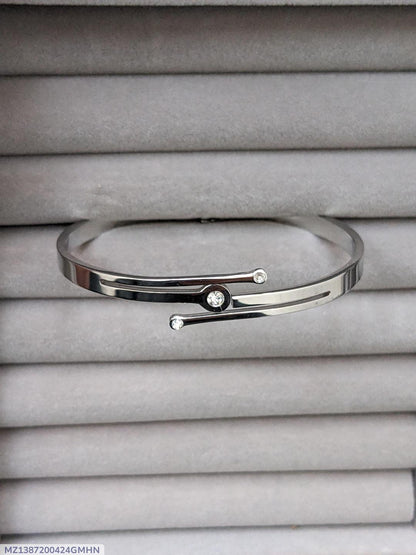 1 Pc Silver Plated Rhinestone Kara Bangle