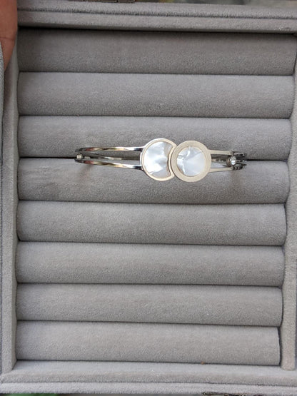 1 Pc Silver Plated Rhinestone Kara Bangle