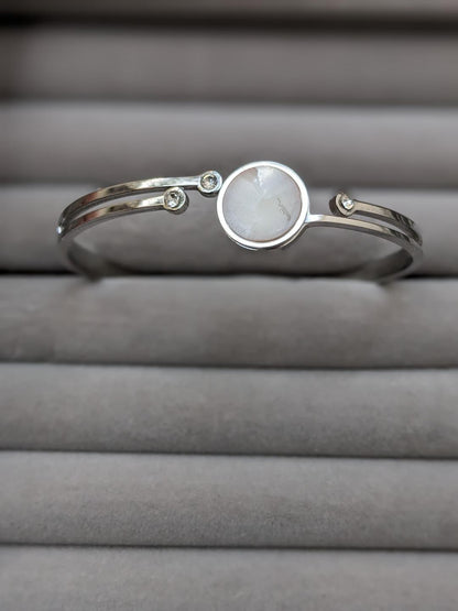 1 Pc Silver Plated Rhinestone Kara Bangle