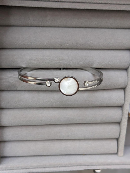 1 Pc Silver Plated Rhinestone Kara Bangle