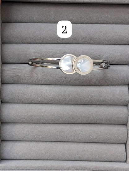 1 Pc Silver Plated Rhinestone Kara Bangle