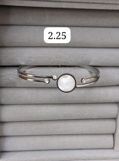 1 Pc Silver Plated Rhinestone Kara Bangle